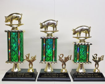 BBQ Trophy Best BBQ Ribs Cook Off Trophies Ribs Pork Pig Trophy Award Winner Champion Champ 4th of July Independence Day Labor Day Pigs