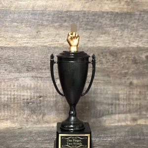 Middle Finger © Funny Trophy Iridescent Cup Award FFL Loser Award Adult Humor The Bird F*ck You One Finger Two Words Christmas Gag Gift
