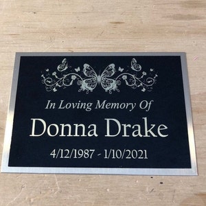 Memorial Urn Plaque Custom Engraved Urn Memorial Name Plate Cremation Urn BUTTERFLY Memorial Urn In Loving Memory of Engraved Urn Name Plate