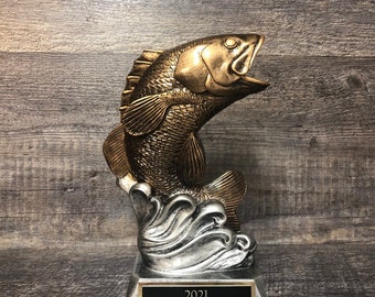 Bass Trophy Fishing Trophy Fishing Derby Tournament Trophy Award Biggest Bass Fish Personalized Trophy Biggest Fish Competition Winner