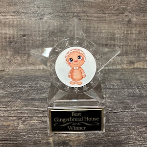 Economy Gingerbread Trophy Ugly Sweater STAR Christmas Trophy Best Gingerbread House Family Trophy Acrylic Star Best Holiday Spirit Trophy