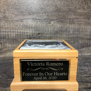Miscarriage Urn Cremation Urn Baby Loss Memorial Keepsake Urn For Ashes Infant Urn Ultrasound Photo & Personalized Engraved Memorial Gift image 3