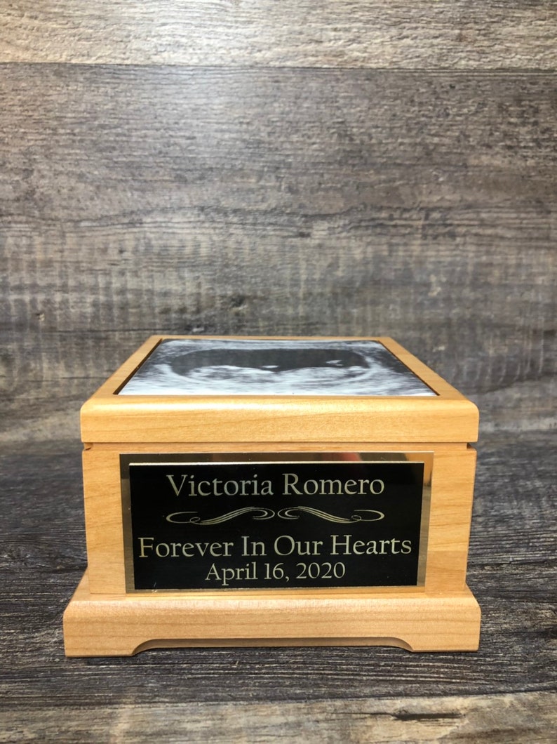 Miscarriage Urn Cremation Urn Baby Loss Memorial Keepsake Urn For Ashes Infant Urn Ultrasound Photo & Personalized Engraved Memorial Gift image 3