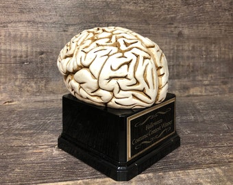 Funny Trivia Night Trophy Knowledge Bowl Brain Family Game Night Trophy Scariest Costume Party Halloween Trophy Dia De Los Muertos