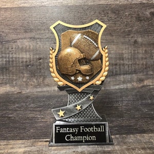 Fantasy Football Trophy FFL Football Shield Champion Winner Fantasy League Custom Trophy Sports Award  Free Engraving