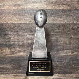Fantasy Football Trophy 13&quot; FFL Trophy Fantasy Football League Champion Silver Trophy Championship Trophy Fantasy Winner Award