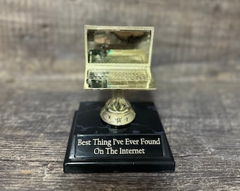 Trofeo de computadora portátil, trofeo de internet, trofeo de aniversario de citas en línea, trofeo divertido de citas, regalo de broma "Eres el mejor" para tu novio.
