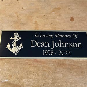 Anchor BRASS Bench Plate Custom Engraved Beach Themed Memorial In Loving Memory Of Plaque Name Plate Engraved Plate Name Plaque