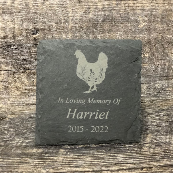 Hen Memorial Stone Pet Chicken Memory Stone Pet Loss Gift Rooster Grave Marker Remembrance Stone Memorial Plaque Slate Personalized Engraved
