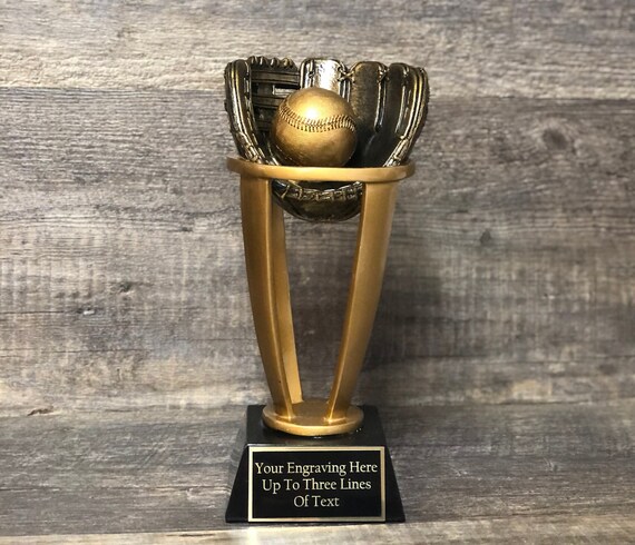 Trophée Baseball Sur Base Unique Avec Topper Midnight, Plaque Personnalisée Gratuite, Neuf