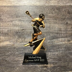 Lacrosse Trophy Sports Award 7&quot; Lax MVP Award Lacrosse Champion Full Color MVP Award Team Participation Award Personalized Free Engraving