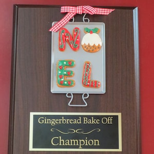 Gingerbread Cookie Bake Off Christmas Trophy Contest Decorating Winner Cookie Baking Sheet Gingerbread House Christmas Decor Ugly Sweater