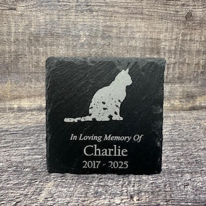 Cat Memorial Stone Pet Kitty Memory Stone Pet Loss Gift Grave Marker Remembrance Stone Memorial Plaque Slate Custom Engraved