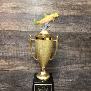 Fishing Trophy Award Funny Trophy Biggest Trout Tournament Derby Trophy HAND PAINTED Salmon #1 Master Baiter Award Trophy Gag Gift Award