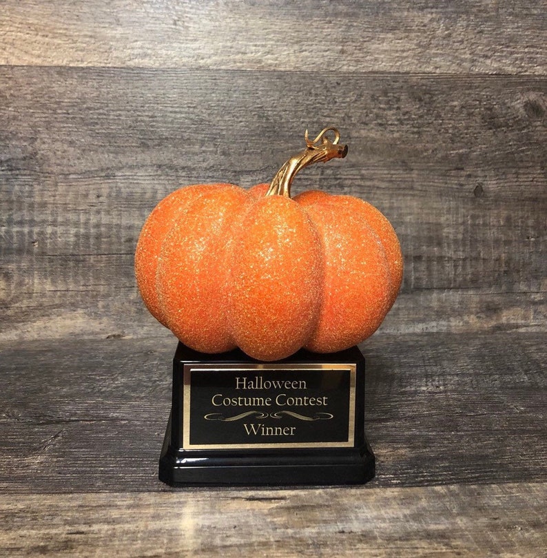 Halloween Trophy Glittered Pumpkin Carving Contest Champion | Etsy