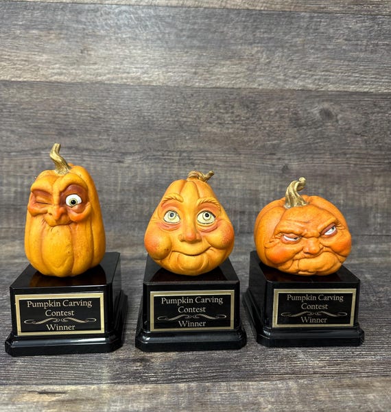 ハロウィントロフィー3個セット カボチャ彫刻コンテストトロフィー 