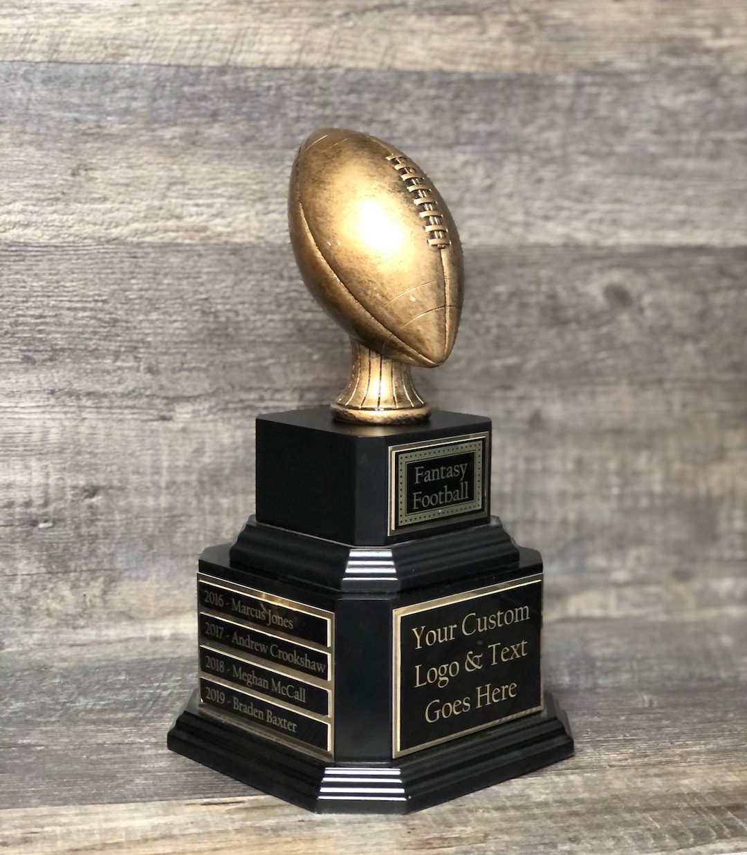 Perpetual Fantasy Football Trophy FFL Trophy Antique Gold Football Champion Trophy Fantasy