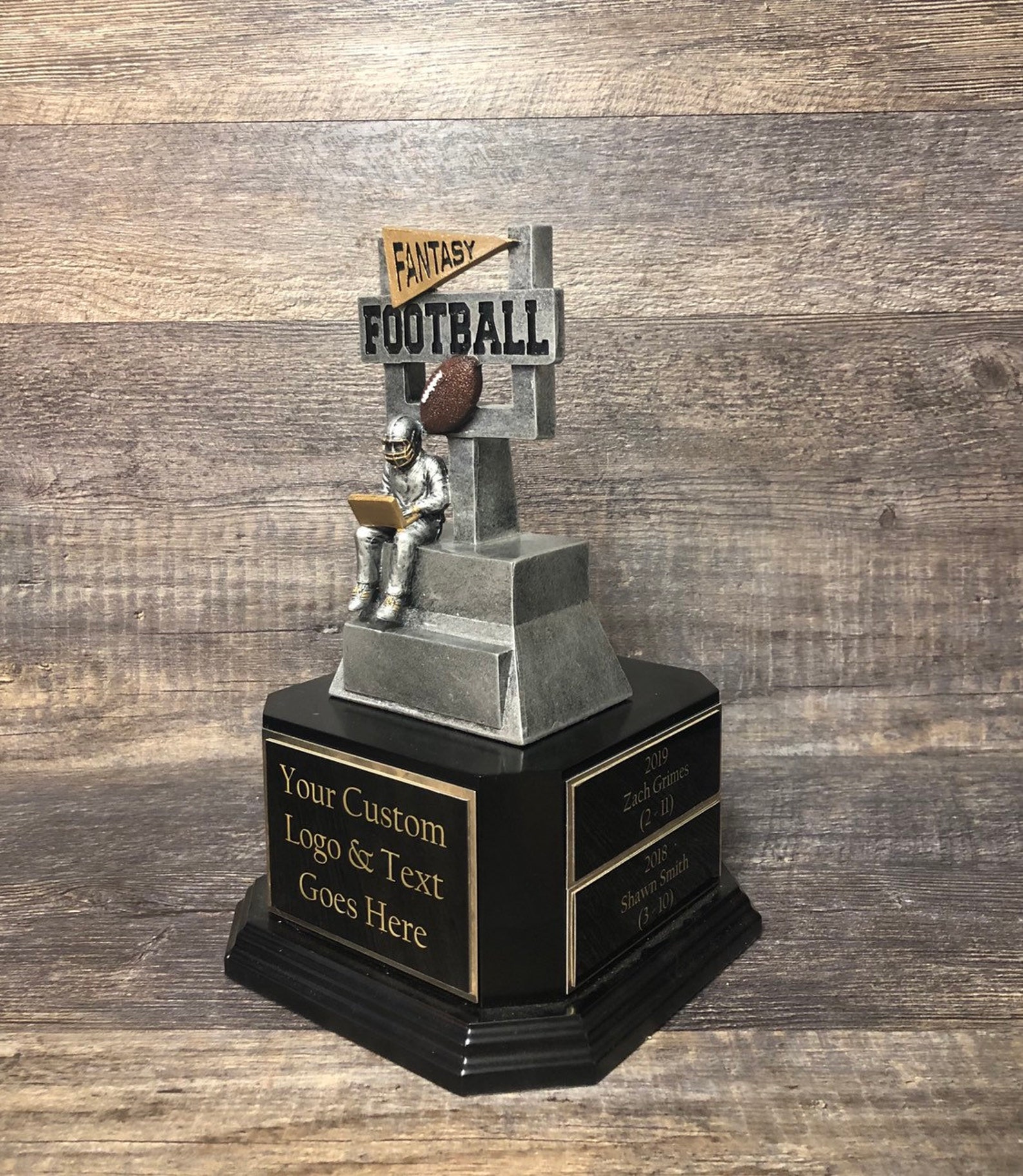 Fantasy Football League Trophy FFL Trophy Armchair Quarterback Etsy