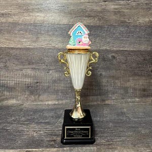 Gingerbread House Trophy Decorating Trophy Cookie Bake Off Ugly Sweater Contest Family Christmas Trophy Winner Christmas Decor Holiday Decor