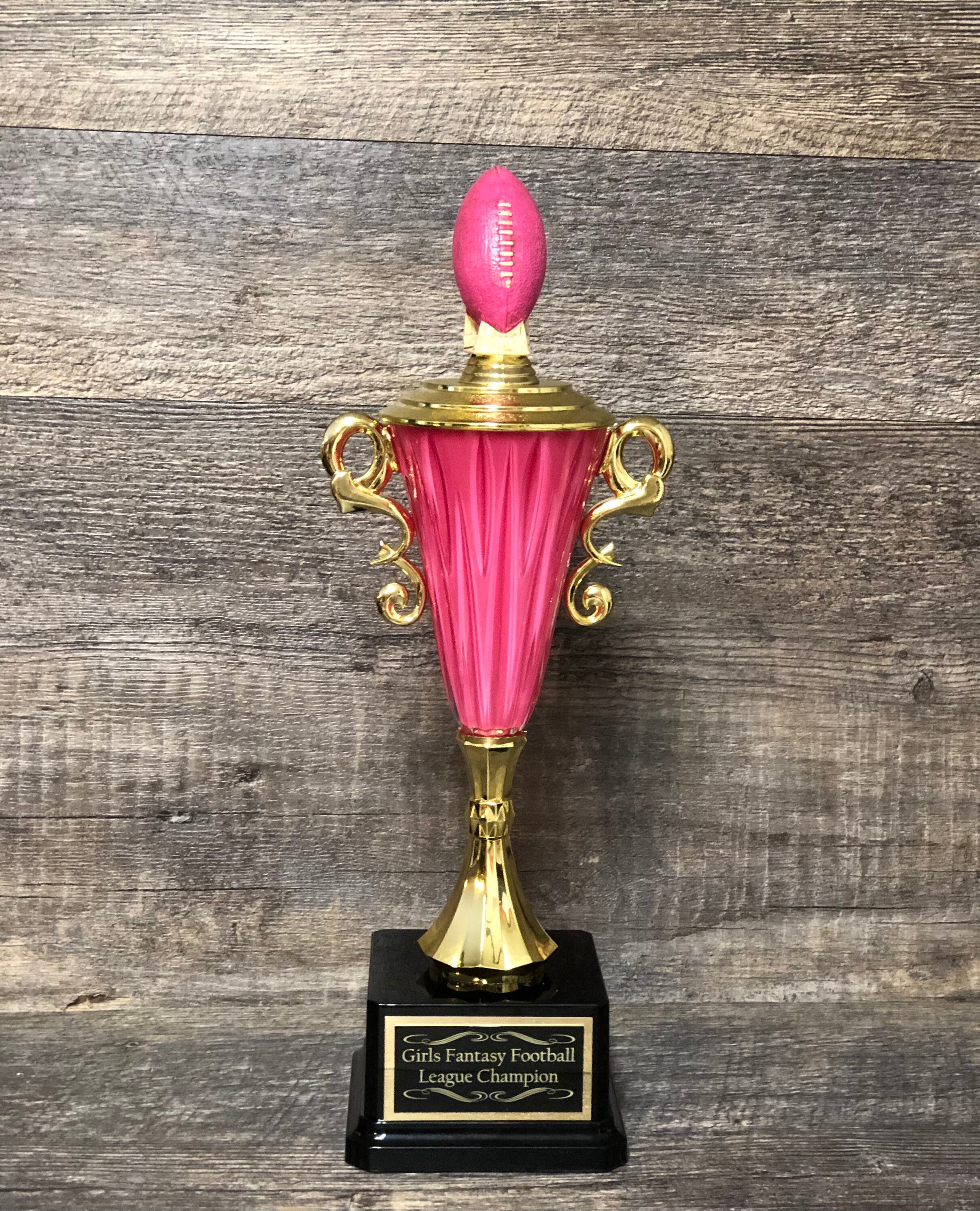 GIRLS Fantasy Football Trophy Pink Cup & Football FFL Woman's League Trophy  11 Champion Champ Trophy Crown Football Sports Award Winner - Etsy