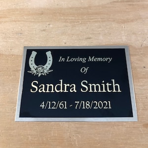 Memorial Urn Plaque Memorial Urn Plaque Custom Engraved Name Plate Cremation Urn HORSE EQUESTRIAN HORSESHOE In Loving Memory of Urn Plate