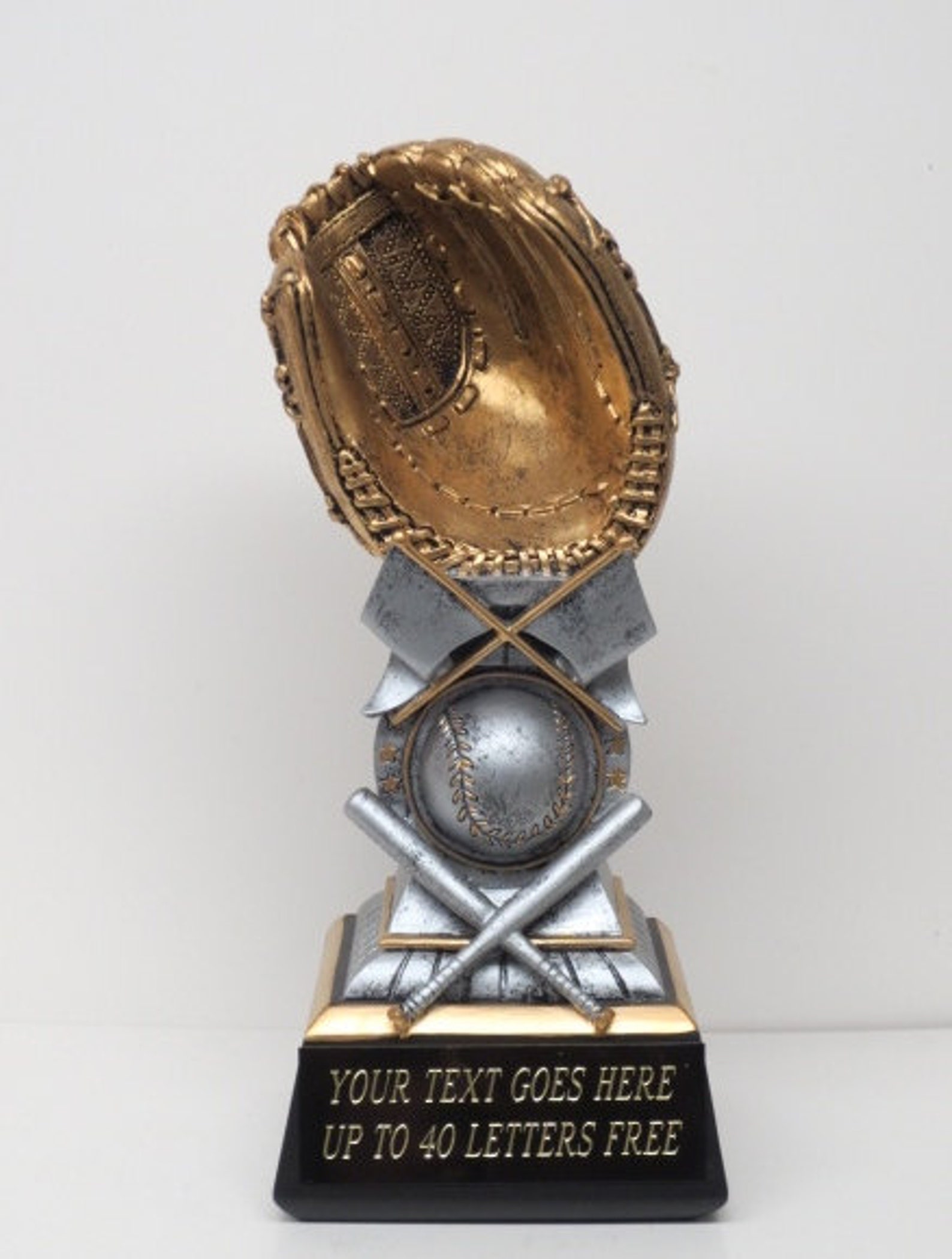 Baseball Trophy Award Gold Resin Glove Baseball & Bats 7 Etsy