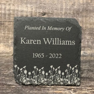 Memorial Stone Memory Stone Remembrance Custom Engraved WILD FLOWERS Slate Garden Memorial Plaque In Loving Memory of Engraved Name Plate