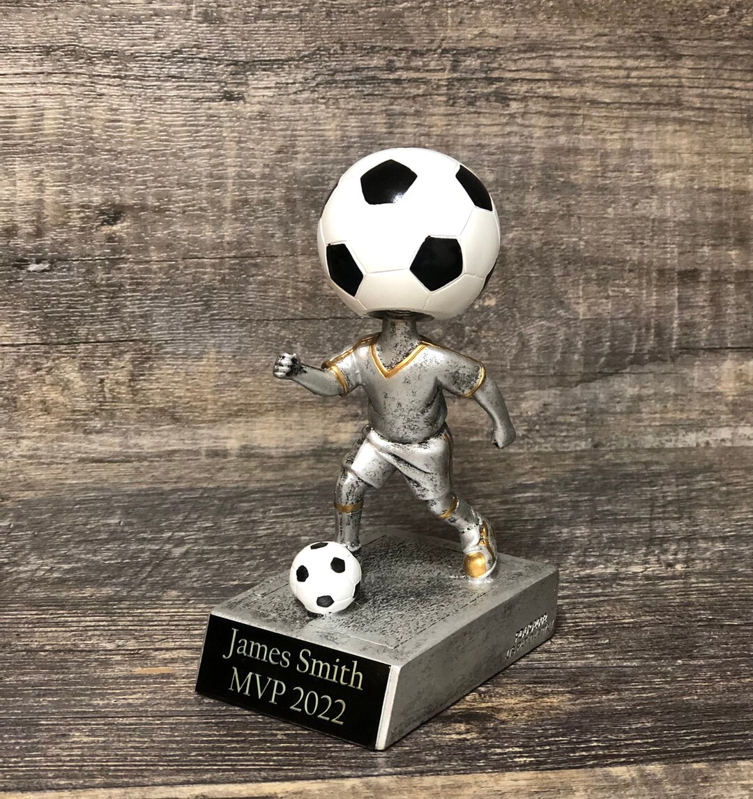 Trophée Football Avec Tête Bobblehead - Personnalisable 3 Lignes