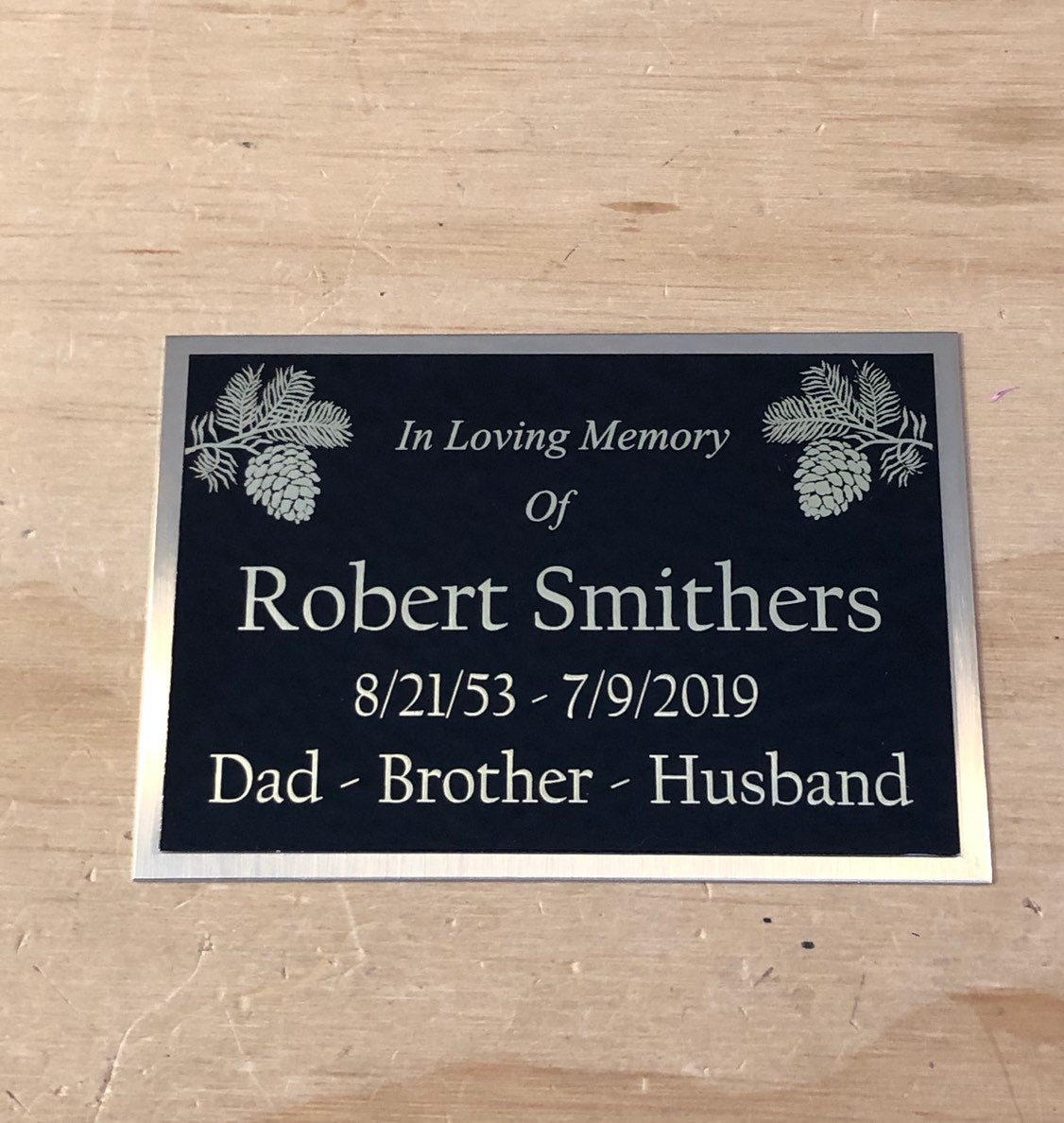 Custom Engraved Name Plate Cremation Urn PINE CONES Memorial Etsy