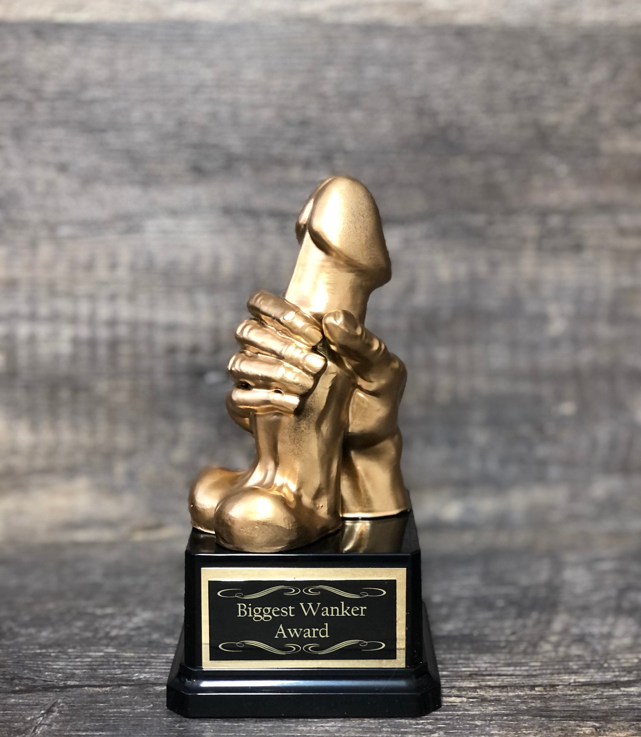 Inappropriate Trophy WANKER Award Funny Penis Loser Last Place