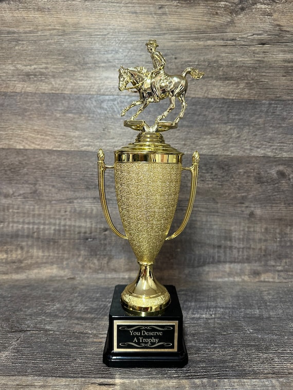Trophée Cavalier XS – 12 Cm – Cheval Argenté Ou Doré – Gravure Personnalisable (3 Lignes) – Prix équitation Enfant/ado