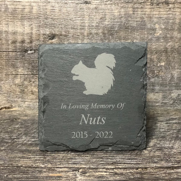 Squirrel Memorial Stone Pet Memory Stone Pet Loss Gift Grave Marker Remembrance Stone Memorial Plaque Slate Personalized Custom Engraved