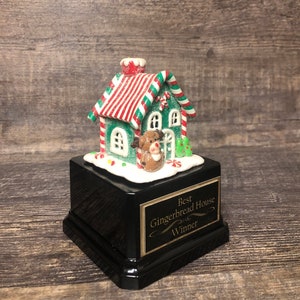 Gingerbread House Trophy Cookie Bake Off Ugly Sweater Trophy Contest Award Winner Christmas Cookie Decorating Holiday Party Reindeer Decor