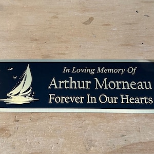Sailboat BRASS Bench Plate Custom Engraved Beach Themed Memorial In Loving Memory Of Plaque Name Plate Engraved Plate Name Plaque