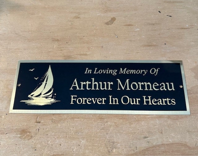 Sailboat BRASS Bench Plate Custom Engraved Beach Themed Memorial