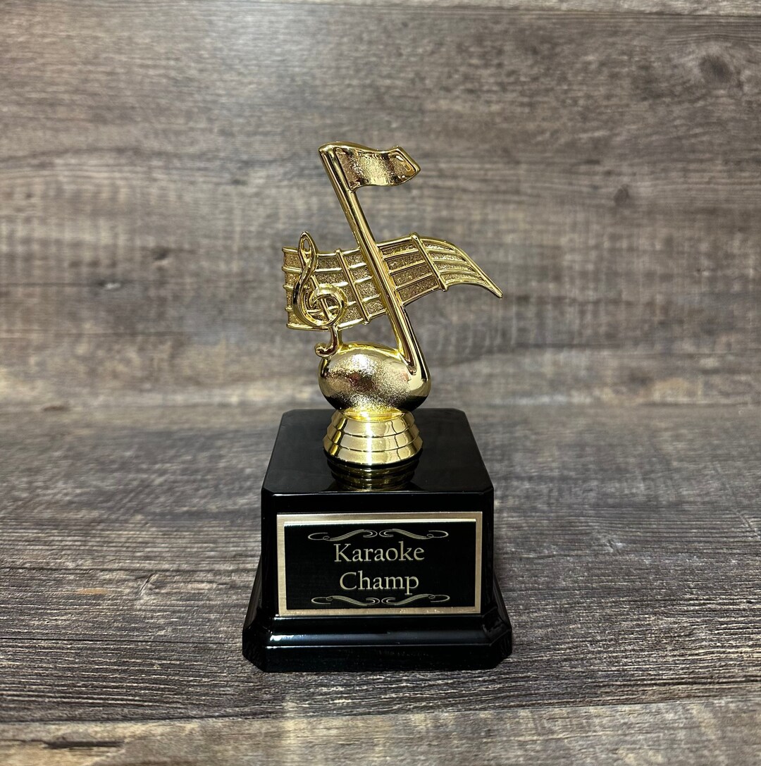 Trofeo Musicale Con Microfono E Note - Premio Per Cantanti, Incisione Inclusa! RF681