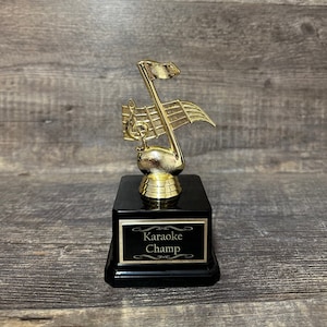 Music Trophy Karaoke Best Singer Award Funny Trophy Music Notes Singing Competition Music Golden Mic Announcer You Rock Emcee Recognition