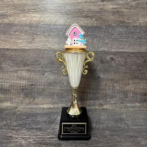 Gingerbread House Trophy Decorating Trophy Cookie Bake Off Ugly Sweater Contest Family Christmas Trophy Winner Christmas Decor Holiday Decor