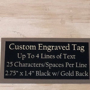 Custom Engraved Name Plate for Picture Plaque Memorial Plaque Black/Gold Engraved Plate Name Tag Name Plate Flag Veteran Cremation Urn