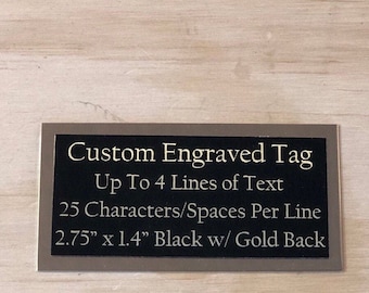 Custom Engraved Name Plate for Picture Plaque Memorial Plaque Black/Gold Engraved Plate Name Tag Name Plate Flag Veteran Cremation Urn