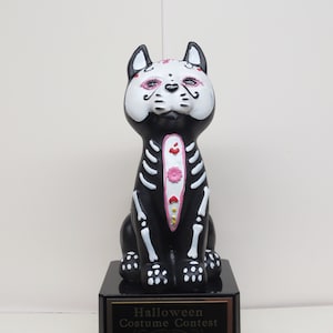 Halloween Trophy Scariest Costume Contest Pumpkin Carving Contest Black Sugar Skull Cat Day of the Dead Dia De Los Muertos Halloween Decor