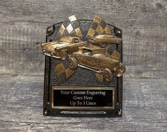 Car Show Trophy Classic Car Antique Car Checkered Flags Plaque Race Flags 8" Car Show Trophy Hot Rod Trophy  Best In Show Best Car Award