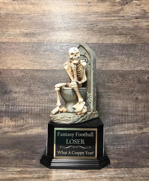 6 1/4 Tall Trash Can Trophy on Black Base - Fantasy Trophy Store