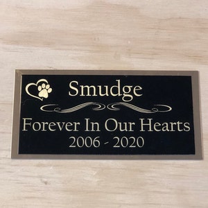 Personalized Cat Urn Engraved Name Plate Cremation Dog Urn Pet Urn Black/Gold Backing Engraved Plate Name Plaque Name Plate Memorial Plaque