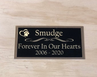 Personalized Dog Urn Engraved Name Plate Cremation Cat Urn Pet Urn Black/Gold Backing Engraved Plate Name Plaque Name Plate Memorial Plaque