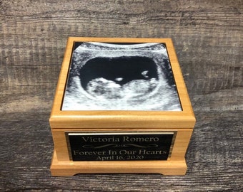 Miscarriage Urn Cremation Urn Baby Loss Memorial Keepsake Urn For Ashes Infant Urn Ultrasound Photo & Personalized Engraved Memorial Gift