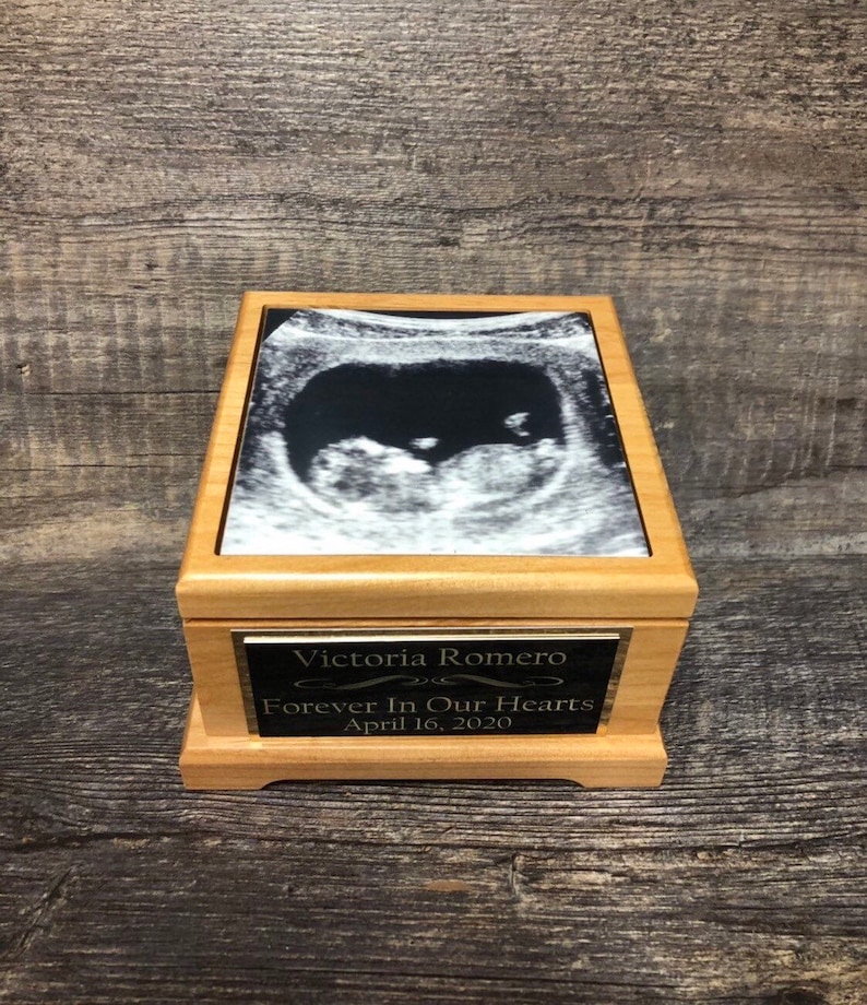 Miscarriage Urn Cremation Urn Baby Loss Memorial Keepsake Urn For Ashes Infant Urn Ultrasound Photo & Personalized Engraved Memorial Gift image 1