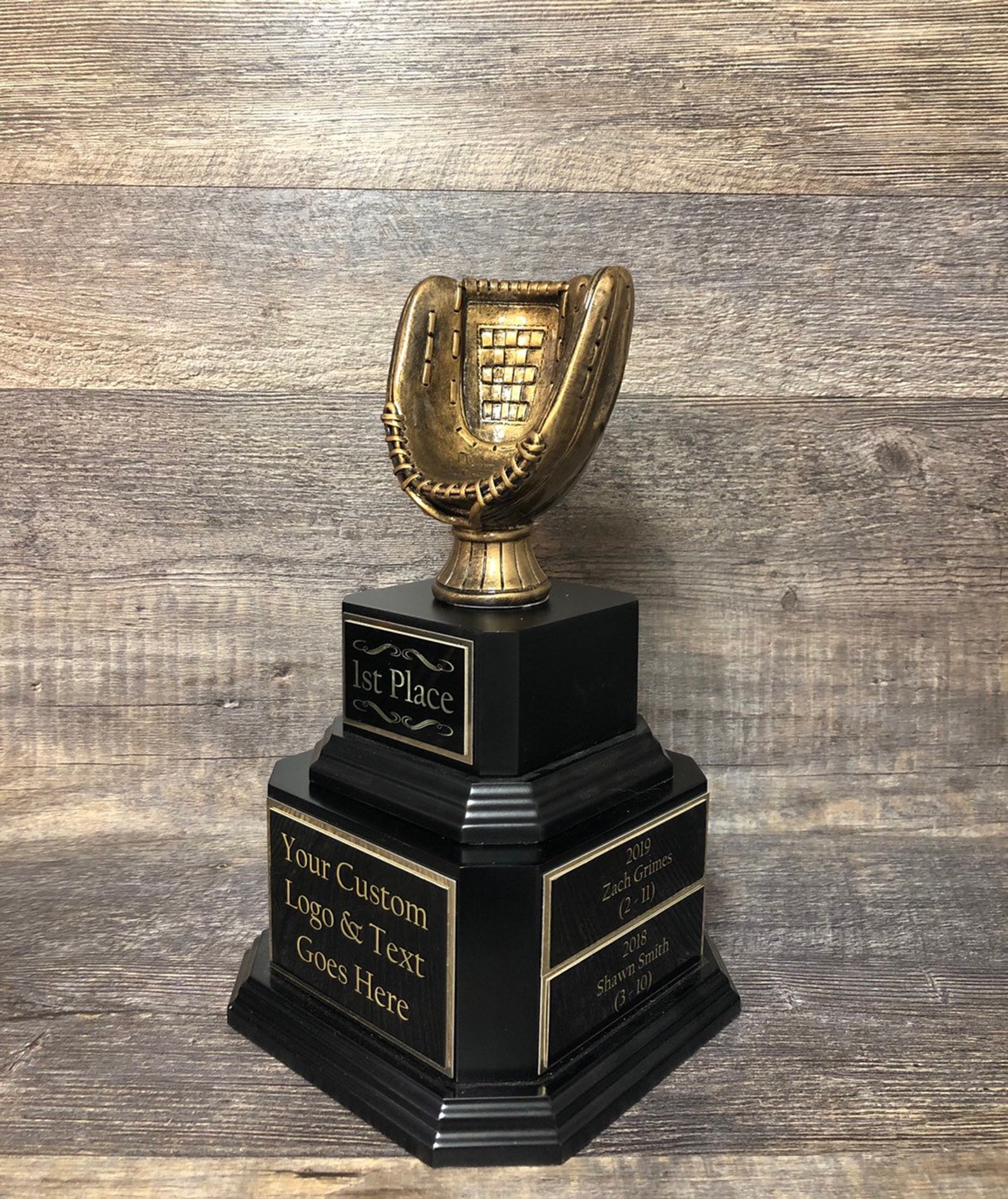 Baseball Trophy Fantasy Baseball Perpetual Trophy Antique Gold Etsy