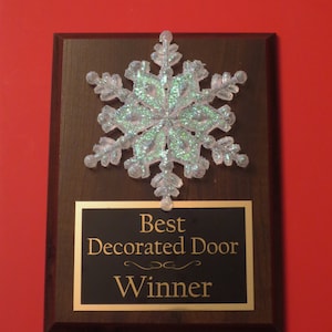 Best Decorated Christmas Trophy Door Office House Gingerbread Cookie Bake Off Contest Winner Holiday Snowflake Christmas Decor Ugly Sweater