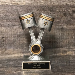 Motorcycle MX Trophy Racing Trophy 9&quot; Rods & Pistons Trophy Piston Mechanic Award Best In Show Best Race Time Award Participant Trophy